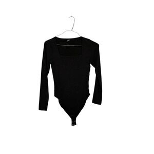 Old Navy Bodysuit Square Neck Long Sleeve‎ Ribbed Casual Top Black Size M